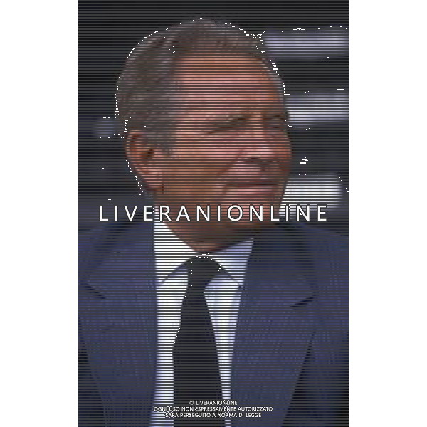 RETROSPETTIVA GIAMPIERO BONIPERTI PRESIDENTE JUVENTUS CALCIO NELLA FOTO GIAMPIERO BONIPERTI PRESIDENTE JUVENTUS CALCIO NELL\'ANNO 1986-1987  AG ALDO LIVERANI SAS 