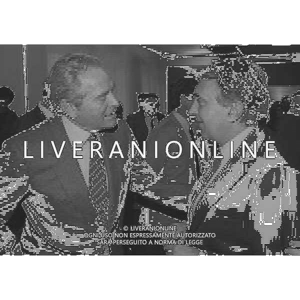 RETROSPETTIVA GIAMPIERO BONIPERTI PRESIDENTE JUVENTUS CALCIO NELLA FOTO GIAMPIERO BONIPERTI PRESIDENTE JUVENTUS CALCIO NELL\'ANNO 1987-1988 CON CORRADO FERLAINO PRESIDENTE NAPOLI CALCIO AG ALDO LIVERANI SAS 