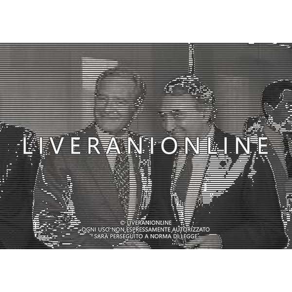 RETROSPETTIVA GIAMPIERO BONIPERTI PRESIDENTE JUVENTUS CALCIO NELLA FOTO GIAMPIERO BONIPERTI PRESIDENTE JUVENTUS CALCIO NELL\'ANNO 1987-1988 CON CORRADO FERLAINO PRESIDENTE NAPOLI CALCIO AG ALDO LIVERANI SAS 