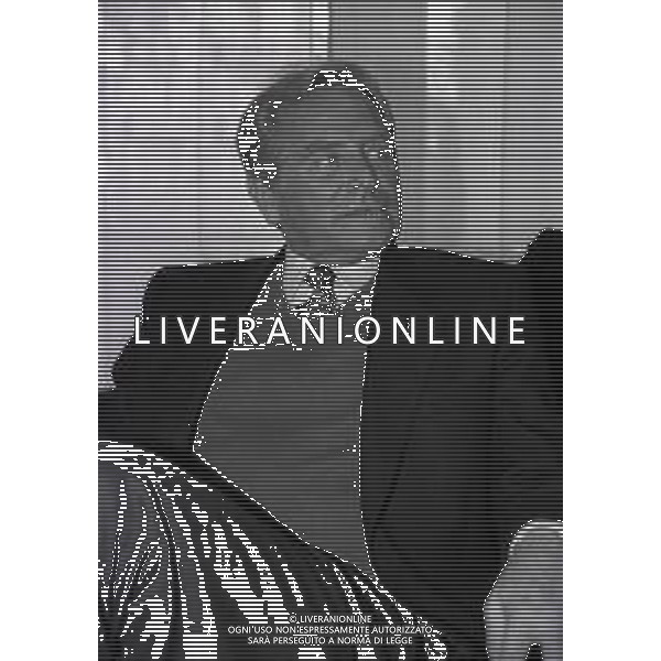 RETROSPETTIVA GIAMPIERO BONIPERTI PRESIDENTE JUVENTUS CALCIO NELLA FOTO GIAMPIERO BONIPERTI PRESIDENTE JUVENTUS CALCIO NELL\'ANNO 1987-1988  AG ALDO LIVERANI SAS 