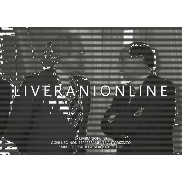 RETROSPETTIVA GIAMPIERO BONIPERTI DIRIGENTE SPORTIVO NELLAFOTO GIAMPIERO BONIPERTI NELL\'ANNO 1992 CON SILVIO BERLUSCONI  AG ALDO LIVERANI SAS