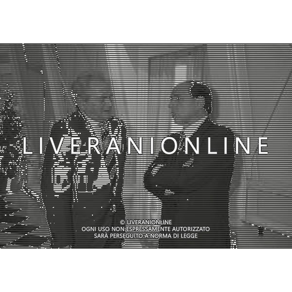 RETROSPETTIVA GIAMPIERO BONIPERTI DIRIGENTE SPORTIVO NELLAFOTO GIAMPIERO BONIPERTI NELL\'ANNO 1992 CON SILVIO BERLUSCONI  AG ALDO LIVERANI SAS