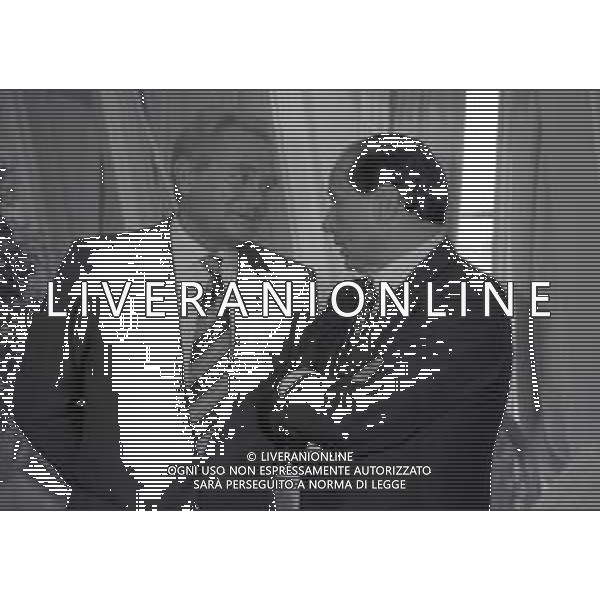 RETROSPETTIVA GIAMPIERO BONIPERTI DIRIGENTE SPORTIVO NELLAFOTO GIAMPIERO BONIPERTI NELL\'ANNO 1992 CON SILVIO BERLUSCONI  AG ALDO LIVERANI SAS