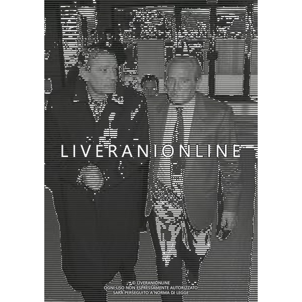 RETROSPETTIVA GIAMPIERO BONIPERTI PRESIDENTE JUVENTUS CALCIO NELLA FOTO GIAMPIERO BONIPERTI DIRIGENTE NAZIONALE ITALIANA NELL\'ANNO 1990 CON GIGI RIVA AG ALDO LIVERANI SAS