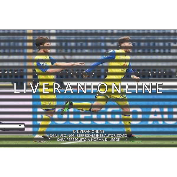 Guglielmii/LMedia - Empoli vs Chievo - Campionato di Calcio Serie BKT 2020/2021 27 aprile 2021 - Stadio Carlo Castellani, Empoli, Italia Nella foto: Francesco Margiotta (Chievo) esulta dopo il gol @Guglielmii/LMedia/ AGENZIA ALDO LIVERANI SAS