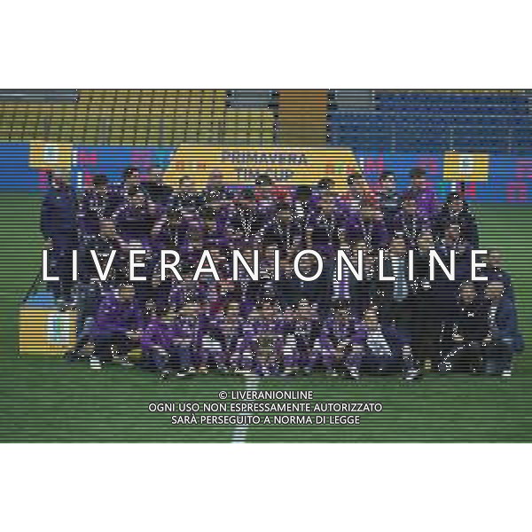 LAZIO - FIORENTINA FINALE COPPA ITALIA PRIMAVERA TIM CUP 28.04.2021 NELLA FOTO ESULTANZA E FESTEGGIAMENTI DEI GIOCATORI DELLA FIORENTINA A FINE GARA PER LA VITTORIA - LA PREMIAZIONE CON IL PRESIDENTE ROCCO COMMISSO ©SANTANDREA / AGENZIA ALDO LIVERANI SAS