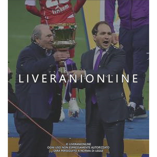 LAZIO - FIORENTINA FINALE COPPA ITALIA PRIMAVERA TIM CUP 28.04.2021 NELLA FOTO ESULTANZA E FESTEGGIAMENTI DEI GIOCATORI DELLA FIORENTINA A FINE GARA PER LA VITTORIA - LA PREMIAZIONE IL PRESIDENTE ROCCO COMMISSO CON LA COPPA ©SANTANDREA / AGENZIA ALDO LIVERANI SAS