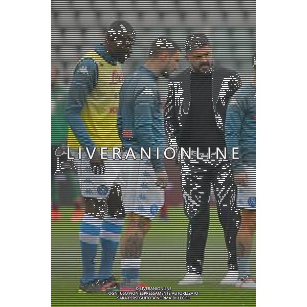 Torino 26.04.2021 Stadio Olimpico Grande Torino ©Alessandro Falzone/Agenzia Aldo Liverani Torino vs Napoli Serie A Tim 2020/2021 Nella foto : Gennaro Gattuso-Kalidou Koulibaly-Matteo Politano ©FALZONE / AGENZIA ALDO LIVERANI SAS