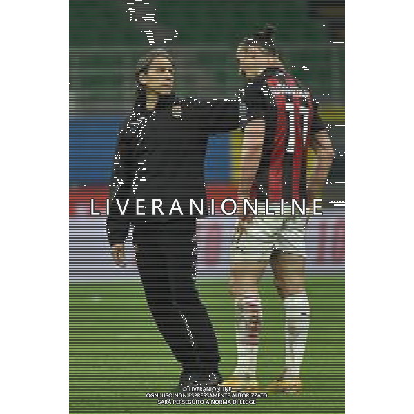 Filippo Inzaghi allenatore Benevento e Zlatan Ibrahimovic (Milan) Milan vs Benevento Campionato Serie A TIM - 34a giornata Milano 01-05-2021 Stadio Giuseppe Meazza - San Siro foto Roberto Garavaglia/ag. Aldo Liverani sas / AGENZIA ALDO LIVERANI SAS