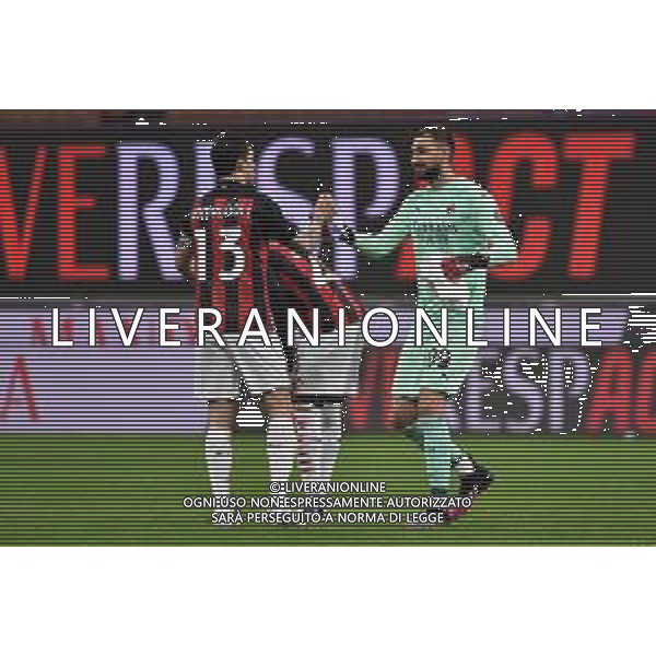 Alessio Romagnoli (Milan) SX e Gianluigi Donnarumma (Milan) DX Milan vs Benevento Campionato Serie A TIM - 34a giornata Milano 01-05-2021 Stadio Giuseppe Meazza - San Siro foto Roberto Garavaglia/ag. Aldo Liverani sas