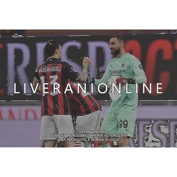 Alessio Romagnoli (Milan) SX e Gianluigi Donnarumma (Milan) DX Milan vs Benevento Campionato Serie A TIM - 34a giornata Milano 01-05-2021 Stadio Giuseppe Meazza - San Siro foto Roberto Garavaglia/ag. Aldo Liverani sas