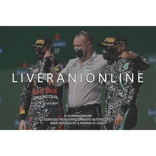 1st place Lewis Hamilton (GBR) Mercedes AMG F1 W12, 2nd place Max Verstappen (NLD) Red Bull Racing and 3rd place Max Verstappen (NLD) Red Bull Racing. 02.05.2021. Formula 1 World Championship, Rd 3, Portuguese Grand Prix, Portimao, Portugal, Race Day. - www.xpbimages.com, EMail: requests@xpbimages.com © Copyright: Batchelor / XPB Images/ AGENZIA ALDO LIVERANI SAS - ITALY ONLY EDITORIAL USE ONLY - GP F1 World Championship Portogallo Grand Prix, Portimao 02.05.2021