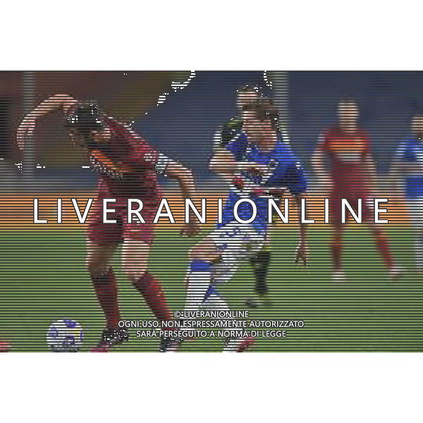 Vigoa/LMedia - UC Sampdoria vs AS Roma - Italian football Serie A match 2020/2021 02 May 2021 - Luigi Ferraris stadium, Genova, Italy Photo showing: Bryan Cristante (Roma) , ADRIEN SILVA (Sampdoria) @Vigoa/LMedia AG ALDO LIVERANI SAS