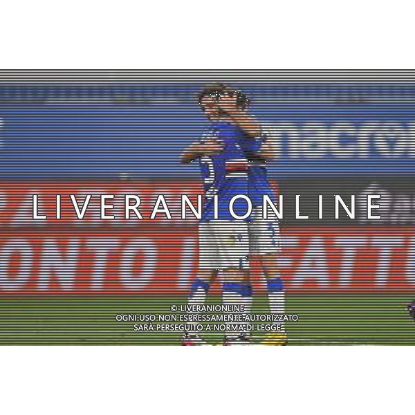 Vigoa/LMedia - UC Sampdoria vs AS Roma - Italian football Serie A match 2020/2021 02 May 2021 - Luigi Ferraris stadium, Genova, Italy Photo showing: ADRIEN SILVA (Sampdoria), TOMMASO AUGELLO (Sampdoria), celebrates after scoring a goal @Vigoa/LMedia AG ALDO LIVERANI SAS