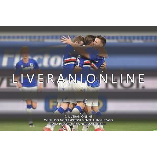 Vigoa/LMedia - UC Sampdoria vs AS Roma - Italian football Serie A match 2020/2021 02 May 2021 - Luigi Ferraris stadium, Genova, Italy Photo showing: Team Sampdoria, celebrates after scoring a goal @Vigoa/LMedia AG ALDO LIVERANI SAS