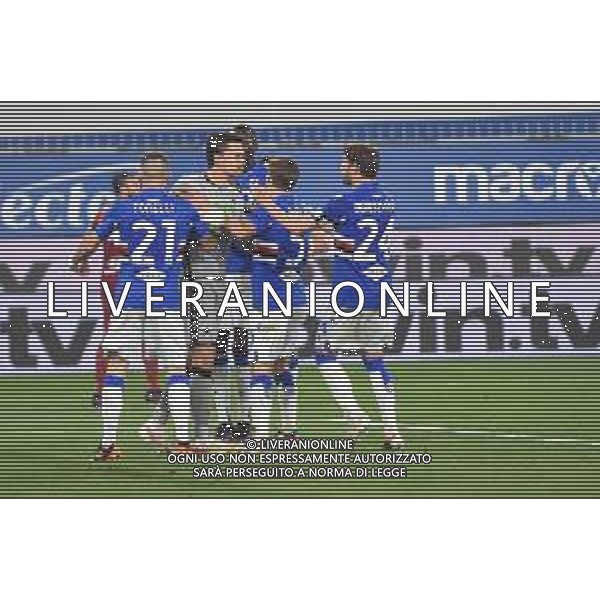 Vigoa/LMedia - UC Sampdoria vs AS Roma - Italian football Serie A match 2020/2021 02 May 2021 - Luigi Ferraris stadium, Genova, Italy Photo showing: Team sampdoria, rejoices at the neutralized penalty @Vigoa/LMedia AG ALDO LIVERANI SAS