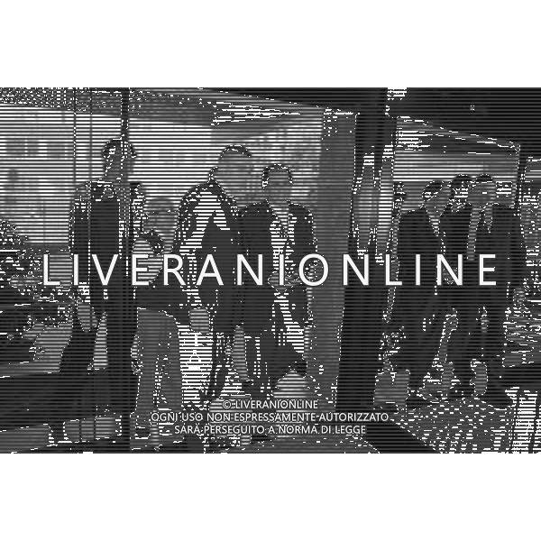 Riunione del Consiglio per il nuovo marchio \'Lega Calcio\', in occasione del cinquantesimo anniversario dalla fondazione della LNP, Milano 1996 - RETROSPETTIVA Nella foto l\'arrivo di Adriano Celentano, ©Archivio Giovanni Liverani / AGENZIA ALDO LIVERANI SAS