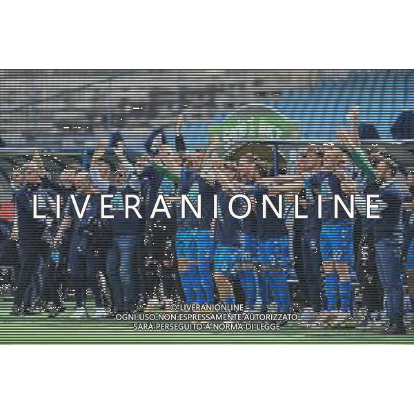 Guglielmii/LMedia - Empoli vs Cosenza - Campionato di Calcio Serie BKT 2020/2021 04 maggio 2021 - Stadio Carlo Castellani, Empoli, Italia Nella foto: I giocatori dell\'Empoli festeggiano la promozione in serie A @Guglielmii/LMedia AG ALDO LIVERANI SAS