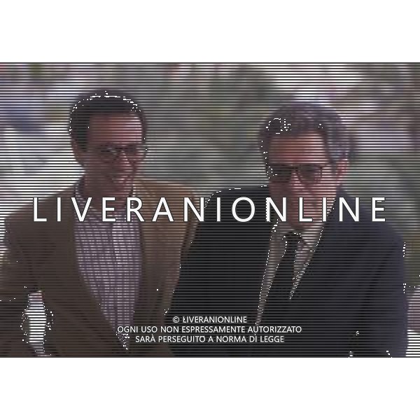 RETROSPETTIVA GIUSEPPE TORNATORE REGISTA NELLA FOTO GIUSEPPE TORNATORE CON MARCELLO MASTROIANNI AL FESTIVAL DI CANNES NELL\'ANNO 1989 FILM IN CONCORSO“ CINEMA PARADISO“ AG ALDO LIVERANI SAS