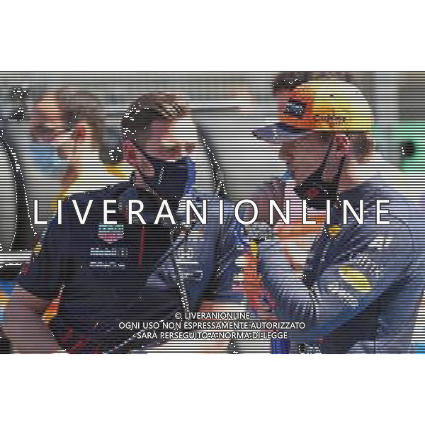 Max Verstappen (NLD) Red Bull Racing in qualifying parc ferme with Bradley Scanes (GBR) Red Bull Racing Physio and Performance Coach. 08.05.2021. Formula 1 World Championship, Rd 4, Spanish Grand Prix, Barcelona, Spain, Qualifying Day. - www.xpbimages.com, EMail: requests@xpbimages.com © Copyright: Batchelor / XPB Images / AGENZIA ALDO LIVERANI SAS - ITALY ONBLY EDITORIAL USE ONLY