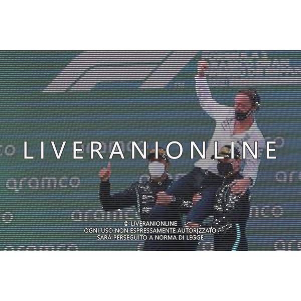 1st place Lewis Hamilton (GBR) Mercedes AMG F1 W12 with Sir Jim Ratcliffe Chief Executive Officer of Ineos and 3rd place Valtteri Bottas (FIN) Mercedes AMG F1 W12. 09.05.2021. Formula 1 World Championship, Rd 4, Spanish Grand Prix, Barcelona, Spain, Race Day. - www.xpbimages.com, EMail: requests@xpbimages.com ¬© Copyright: Batchelor / XPB Images / AGENZIA ALDO LIVERANI SAS - ITALY ONLY EDITORIAL USE ONLY