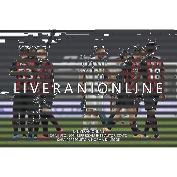 ©Alessandro Falzone/Agenzia Aldo Liverani Torino 09.05.2021 Stadio Allianz Stadium Juventus vs Milan Serie A Tim 2020-2021 Nella foto : Esultanze finali del Milan