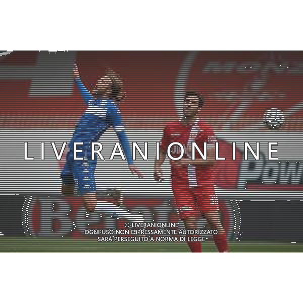 © TVRG Birkir Bjarnason (Brescia) spinto in area da Mario Sampirisi (Monza) in occasione di un cross, l\'arbitro lascia giocare Monza vs Brewscia Campionato Serie BKT - 38a giornata Monza 10-05-2021 U-Power Stadium foto Roberto Garavaglia/ag. Aldo Liverani sas
