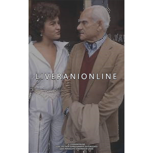 RETROSPETTIVA LORY DEL SANTO SHOWGIRL NELLA FOTO A VENEZIA NEL 1980 CON LO SCRITTORE ALBERTO MORAVIA ©Archivio Giovanni Liverani /AGENZIA ALDO LIVERANI SAS