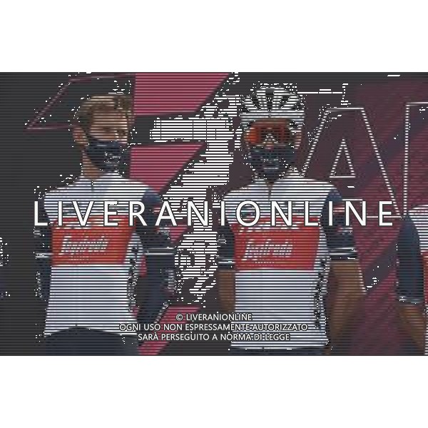 15-05-2021 Giro D\'italia; Tappa 08 Foggia - Guardia Sanframondi; 2021, Trek - Segafredo; Mollema, Bauke; Nibali, Vincenzo; Foggia; ©SIROTTI / AGENZIA ALDO LIVERANI SAS