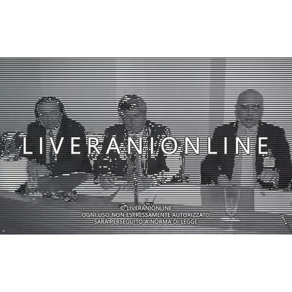 1995-1996 MILANO ASSEMBLEA LEGA CALCIO PRESIDENTI NELLA FOTO GINO CORIONI -LUCIANO NIZZOLA E ADRIANO GALLIANI AG ALDO LIVERANI SAS