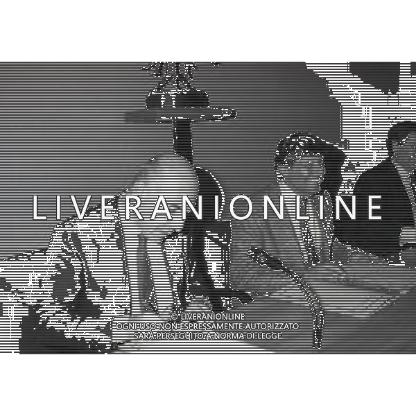 1989 MILANO VIA FILIPPETTI LEGA CALCIO RIUNIONE PRESIDENTI NELLA FOTO ADRIANO GALLIANI E LUCIANO NIZZOLA AG ALDO LIVERANI SAS
