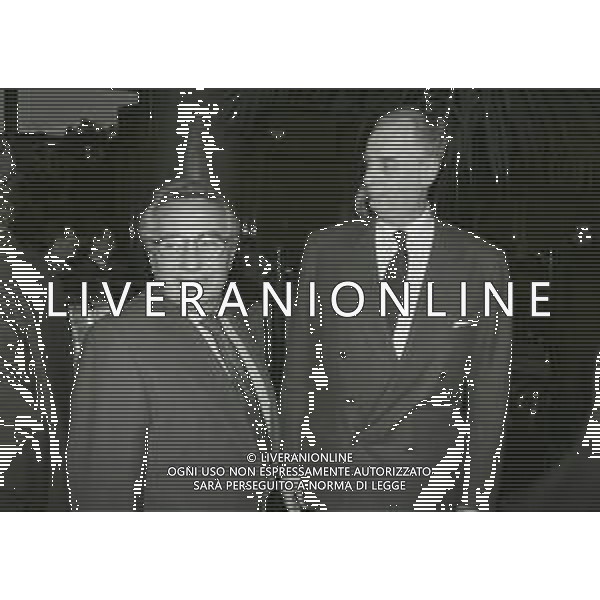 1996 MILANO HOTEL RAMADA PRESENTAZIONE DEL NUOVO MARCHIO DELLA LEGA CALCIO NELLA FOTO CANDIDO CANNAVO\' CON GIAN MARIA VISCONTI DI MODRONE AG ALDO LIVERANI SAS