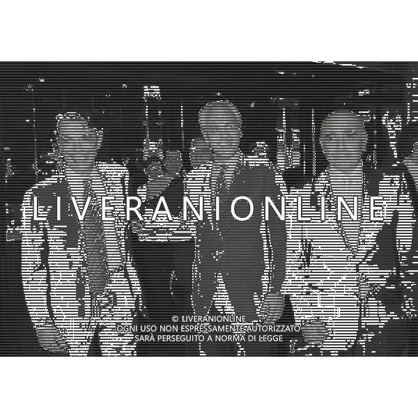 1996 MILANO HOTEL RAMADA PRESENTAZIONE DEL NUOVO MARCHIO DELLA LEGA CALCIO NELLA FOTO MASSIMO MORATTI CON ROBERTO BETTEGA E ADRIANO GALLIANI AG ALDO LIVERANI SAS