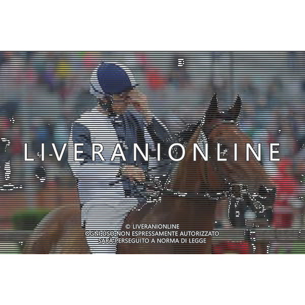 © TVRG Il fantino Andrea Mari vincitore di 6 edizioni del Palio di Siena e di 1 edizione del Palio di Legnano nella foto Andrea Mari al Palio di Legnano del 2016 con i colori della contrada San Martino foto Roberto Garavaglia/agenzia Aldo Liverani