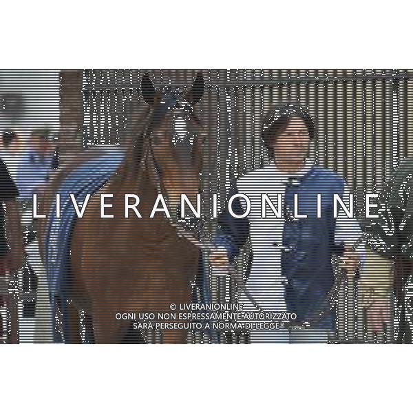 © TVRG Il fantino Andrea Mari vincitore di 6 edizioni del Palio di Siena e di 1 edizione del Palio di Legnano nella foto Andrea Mari al Palio di Legnano del 2018 con i colori della contrada San Martino foto Roberto Garavaglia/agenzia Aldo Liverani