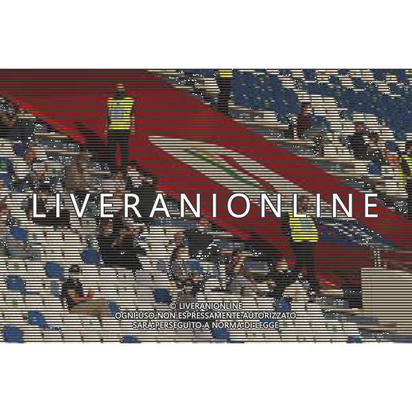Atalanta - Juventus Finale di Coppa Italia TIMVISION CUP 2021 del 19/05/2021 nella foto: tifosi e steward sulle tribune ©Claudio Zamagni/Agenzia Aldo Liverani during TIMVISION CUP final match between ATALANTA and JUVENTUS at Mapei Stadium in Reggio-Emilia on May 19 2021 photo credit by Claudio Zamagni/Aldo Liverani Photo Agency