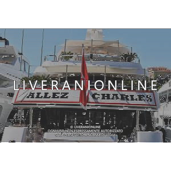 Boats in the scenic Monaco Harbour - supporting Charles Leclerc (MON) Ferrari. 20.05.2021. Formula 1 World Championship, Rd 5, Monaco Grand Prix, Monte Carlo, Monaco, Practice Day. - www.xpbimages.com, EMail: requests@xpbimages.com © Copyright: Moy / XPB Images/AGENZIA ALDO LIVERANI SAS - ITALY ONLY EDITORIAL USE ONLY