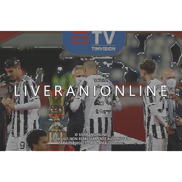 Atalanta - Juventus Finale di Coppa Italia TIMVISION CUP 2021 del 19/05/2021 nella foto: festeggiamenti Morata Alvaro(Juventus f.c.) Demiral Merith (Juventus f.c.) Bernardeschi Federico (Juventus f.c.) ©Claudio Zamagni/Agenzia Aldo Liverani during TIMVISION CUP final match between ATALANTA and JUVENTUS at Mapei Stadium in Reggio-Emilia on May 19 2021 photo credit by Claudio Zamagni/Aldo Liverani Photo Agency
