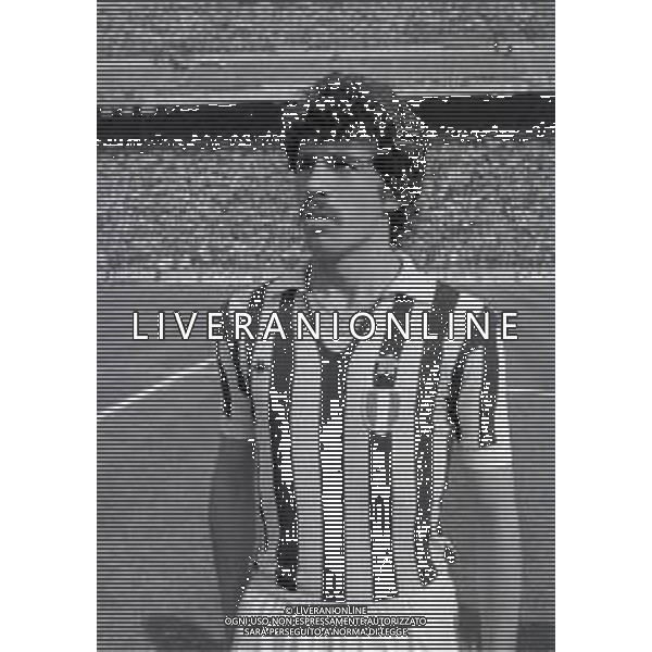 RETROSPETTIVA PIETRO PAOLO VIRDIS CALCIATORE NELLA FOTO PIETRO PAOLO VIRDIS CON LA MAGLIA DELLA JUVENTUS NELL\'ANNO 1979 AG ALDO LIVERANI SAS