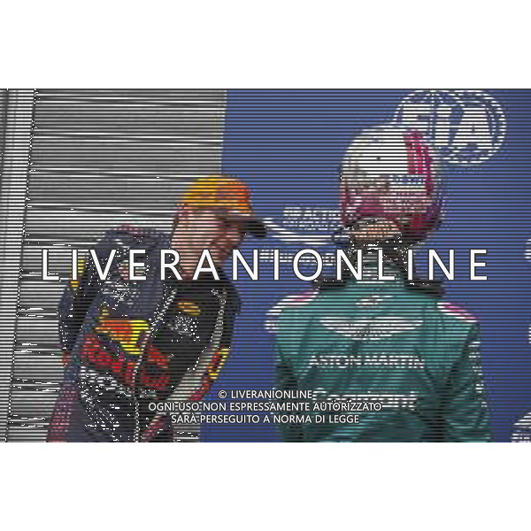 Max Verstappen (NLD) Red Bull Racing in qualifying parc ferme with Sebastian Vettel (GER) Aston Martin F1 Team. 22.05.2021. Formula 1 World Championship, Rd 5, Monaco Grand Prix, Monte Carlo, Monaco, Qualifying Day. - www.xpbimages.com, EMail: requests@xpbimages.com © Copyright: FIA Pool Image for Editorial Use Only/AGENZIA ALDO LIVERANI SAS - ITALY ONLY EDITORIAL USE ONLY