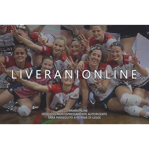 IMOLA 23 05 2021 CLAI IMOLA PALLAVOLO-SANT\'ELIA SERIE B1 PLAY OFF 3-1 NELLA FOTO ESULTANZA DOPO LA PARTITA PRIMA FILA DA SINISTRA SOFIA DAL MONTE VITTORIA GHERARDI SOFIA CAVALLI E MATILDE MELANDRI BENEDETTA RIZZO ©SANNA / AG. ALDO LIVERANI SAS