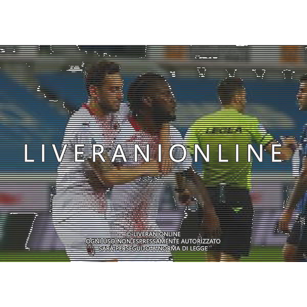 Atalanta-Milan Campionato di Calcio serie A TIM 2020/2021 38a giornata Bergamo, 23 Maggio 2021 Nella foto: Franck Kessie esulta dopo il rigore dell\'1-0 con hakan calhanoglu Ph. Soli - Ag. Aldo Liverani/ AG. ALDO LIVERANI SAS
