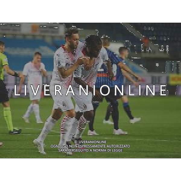 Atalanta-Milan Campionato di Calcio serie A TIM 2020/2021 38a giornata Bergamo, 23 Maggio 2021 Nella foto: Franck Kessie esulta dopo il rigore dell\'1-0 con hakan calhanoglu Ph. Soli - Ag. Aldo Liverani/ AG. ALDO LIVERANI SAS