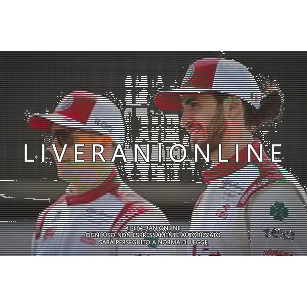 Antonio Giovinazzi (ITA), Alfa Romeo Racing and Kimi Raikkonen (FIN), Alfa Romeo Racing 12.03.2021. Formula 1 Testing, Sakhir, Bahrain, Day One. - www.xpbimages.com, EMail: requests@xpbimages.com ¬© Copyright: Charniaux / XPB Images/ AGENZIA ALDO LIVERANI SAS - ITALY ONLY EDITORIAL USE ONLY