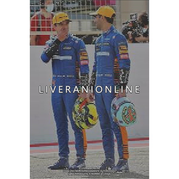 (L to R): Lando Norris (GBR) McLaren and Daniel Ricciardo (AUS) McLaren. 12.03.2021. Formula 1 Testing, Sakhir, Bahrain, Day One. - www.xpbimages.com, EMail: requests@xpbimages.com © Copyright: Batchelor / XPB Images/ AGENZIA ALDO LIVERANI SAS - ITALY ONLY EDITORIAL USE ONLY