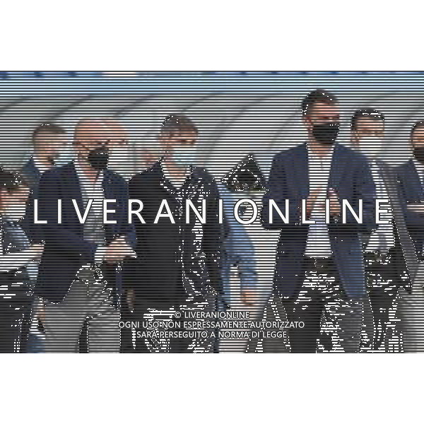 © TVRG da SX Stefano Pioli allenatore Milan maschile, Frederic Massara direttore sportivo Milan e Paolo Maldini direttore area tecnica Milan Milan vs Roma finale Coppa Italia femminile Timvision Mapei Stadium - Stadio Citta\' del Tricolore Reggio Emilia 30-05-2021 foto Roberto Garavaglia/ag. Aldo Liverani sas