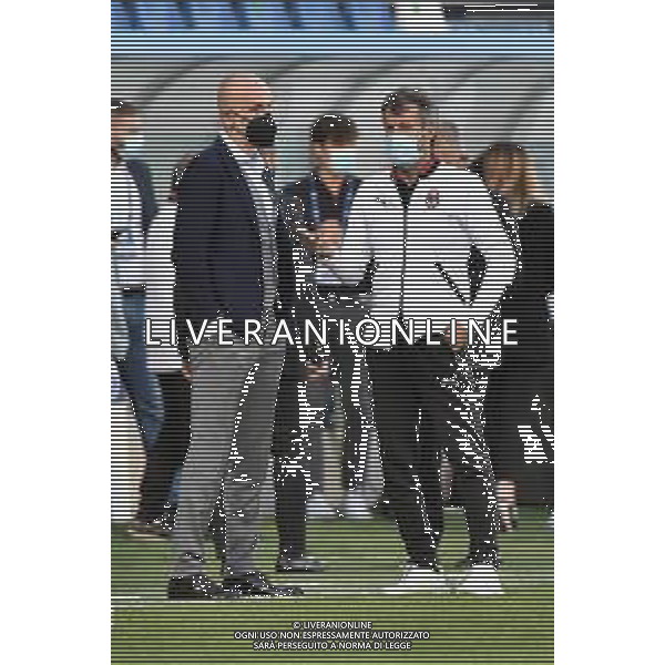 © TVRG Stefano Pioli SX allenatore Milan maschile e Maurizio Ganz DX allenatore Milan femminile Milan vs Roma finale Coppa Italia femminile Timvision Mapei Stadium - Stadio Citta\' del Tricolore Reggio Emilia 30-05-2021 foto Roberto Garavaglia/ag. Aldo Liverani sas