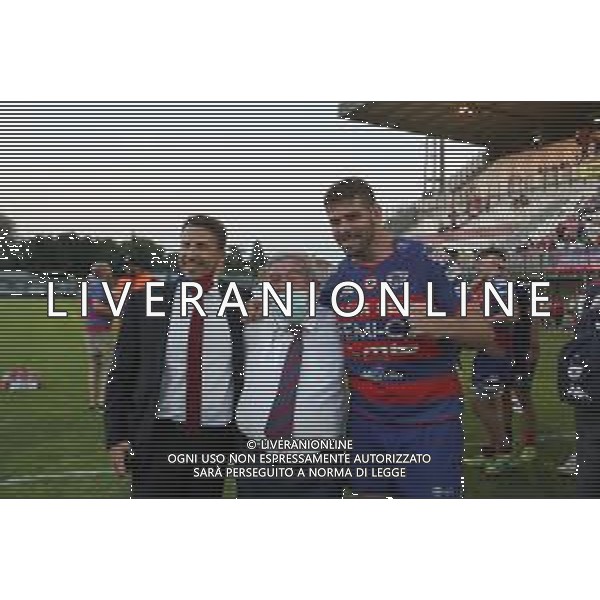 Carnabucia/LMedia - Finale Scudetto 2021 - Petrarca Rugby vs Femi-CZ Rovigo - Campionato di Rugby Top 10 2020/2021 02 giugno 2021 - Stadio Plebiscito, Padova, Italia Nella foto: Il presidente Zambelli con il capitano Ferro (Rugby Rovigo) @Carnabucia/LMedia/AGENZIA ALDO LIVERANI SAS