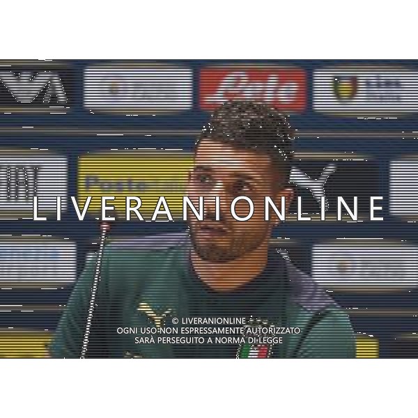 FLORENCE, ITALY - JUNE 03: Emerson Palmieri of Italy speaks with the media during a press conference at Coverciano on June 03, 2021 in Florence, Italy. (Photo by Claudio Villa/Getty Images)/AGENZIA ALDO LIVERANI SAS