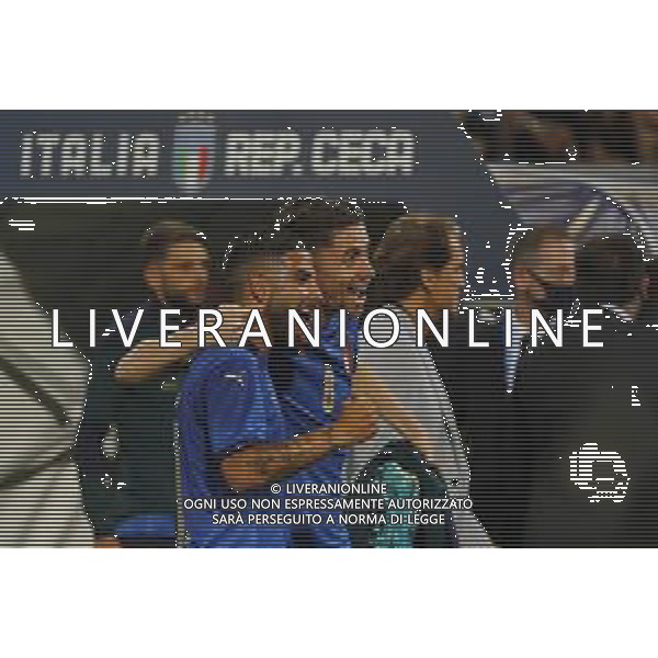 ITALIA - REPUBBLICA CECA gara amichevole prima del campionato Europeo UEFA 2020 - 04/06/2021 - nella foto: Esultanza Insigne Lorenzo(Italia) Jorginho(Italia) a fine gara ©Claudio Zamagni/Agenzi Aldo Liverani s.a.s. during international friendly soccer match before uefa Euro 2020 between Italy and Czech Republic at Renato Dall\'Ara Stadium on June 04 2021 in Bologna photo credit by Claudio Zamagni/Aldo Liverani Photo Agency/AGENZIA ALDO LIVERANI SAS
